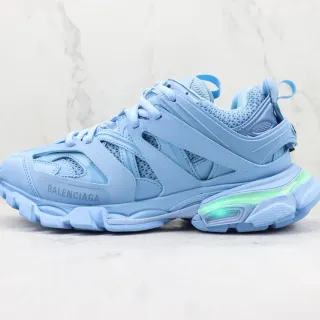 Balenciaga Blue Green Sole Layered Cage Construction Chunky Sneakers