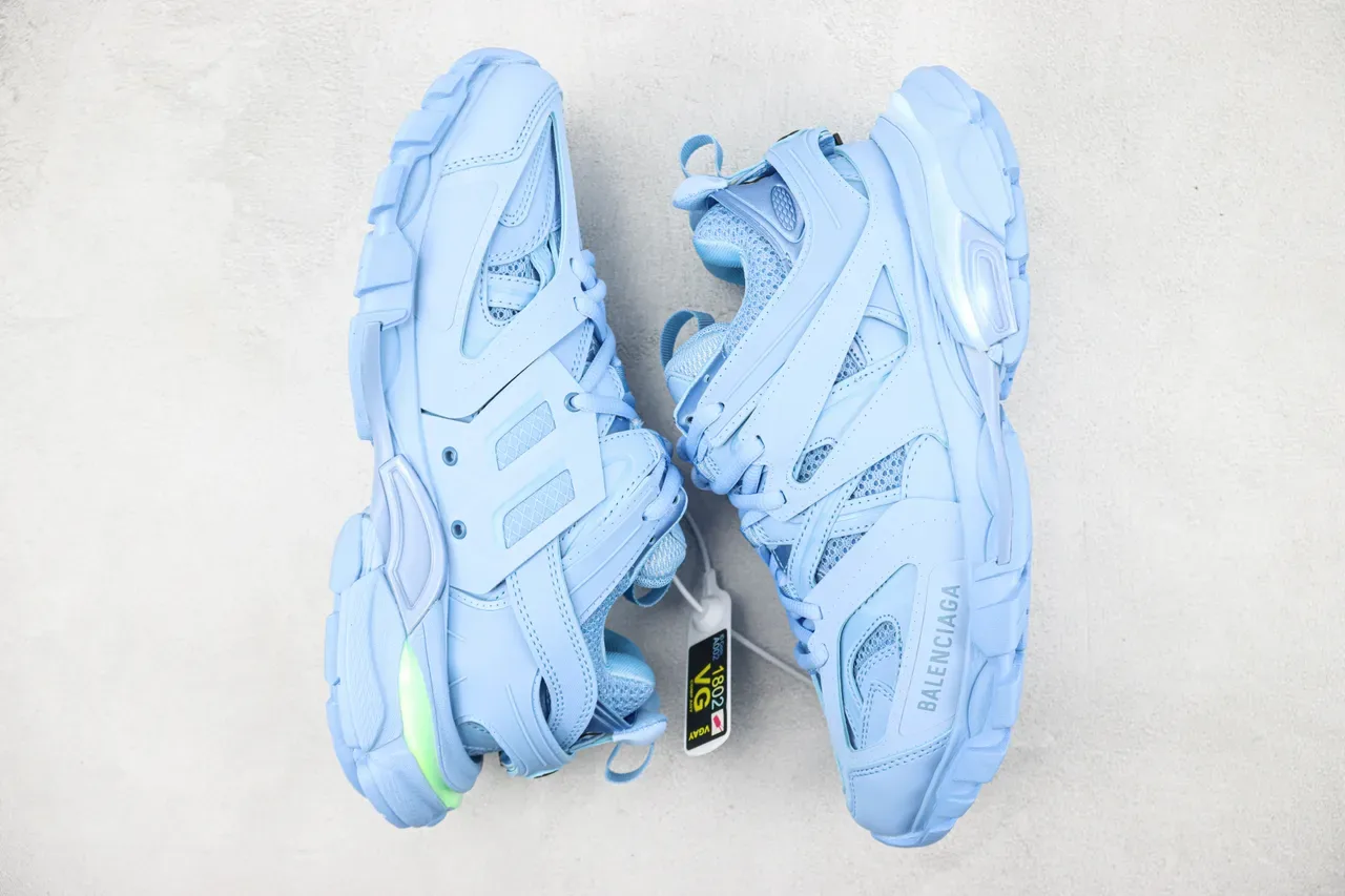 Balenciaga Tênis Chunky com Solado Azul Verde e Construção de Jaula em Camadas 2