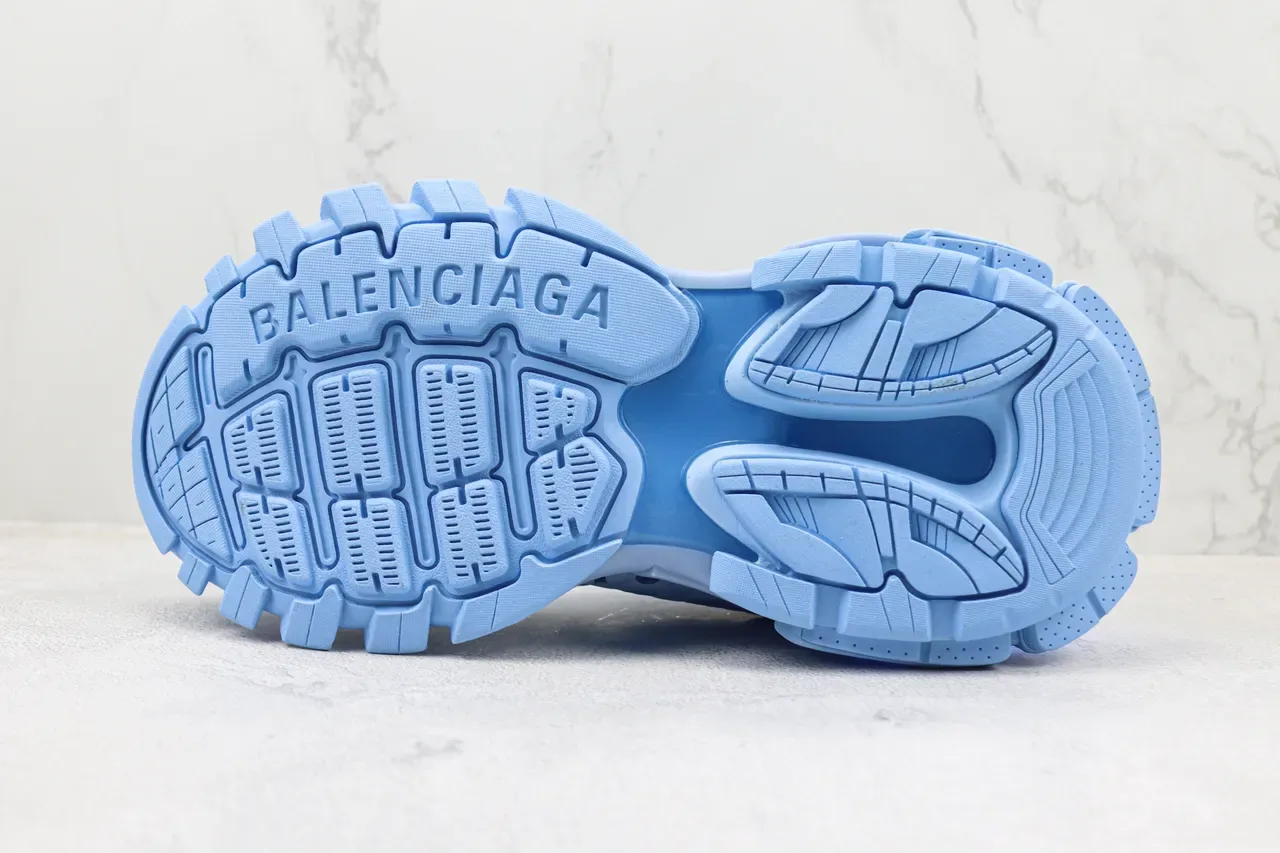 Balenciaga Tênis Chunky com Solado Azul Verde e Construção de Jaula em Camadas 8