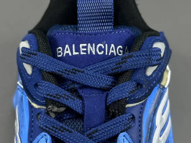 Balenciaga Blue White Oversized Sculpted Midsole Layered Mesh And Synthetic Upper Chunky Sneakers 5