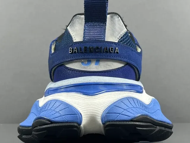 Balenciaga Blue White Oversized Sculpted Midsole Layered Mesh And Synthetic Upper Chunky Sneakers 6