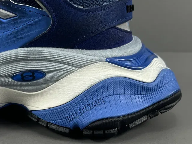 Balenciaga Blue White Oversized Sculpted Midsole Layered Mesh And Synthetic Upper Chunky Sneakers 7
