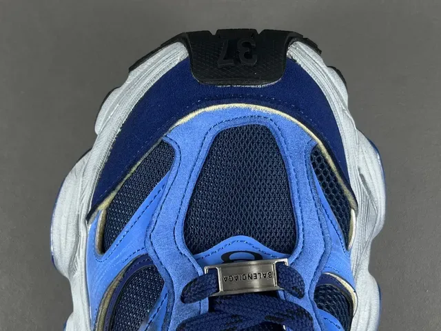 Balenciaga Blue White Oversized Sculpted Midsole Layered Mesh And Synthetic Upper Chunky Sneakers 10