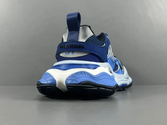 Balenciaga Blue White Oversized Sculpted Midsole Layered Mesh And Synthetic Upper Chunky Sneakers 14