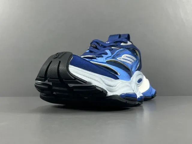 Balenciaga Blue White Oversized Sculpted Midsole Layered Mesh And Synthetic Upper Chunky Sneakers 15