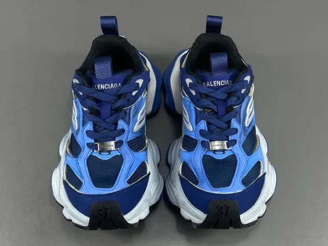 Balenciaga Blue White Oversized Sculpted Midsole Layered Mesh And Synthetic Upper Chunky Sneakers 16