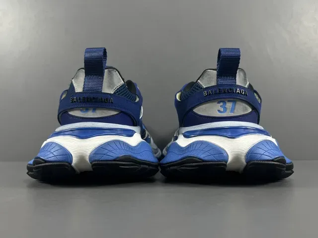 Balenciaga Blue White Oversized Sculpted Midsole Layered Mesh And Synthetic Upper Chunky Sneakers 17