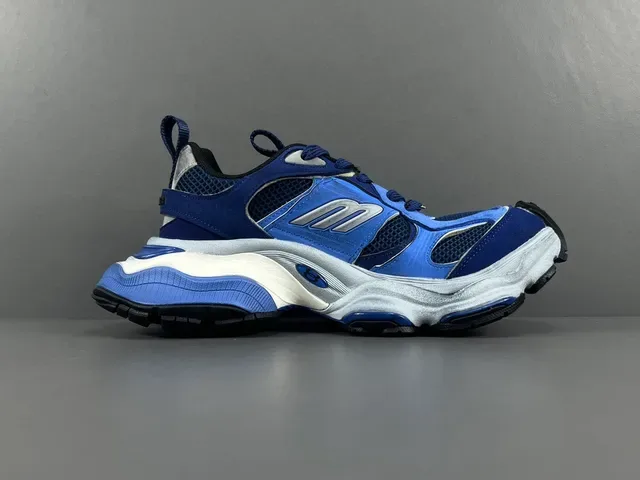 Balenciaga Blue White Oversized Sculpted Midsole Layered Mesh And Synthetic Upper Chunky Sneakers 18