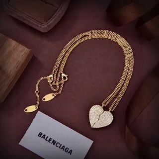 Balenciaga Broken Heart Pavé Crystal Gold-Tone Necklace