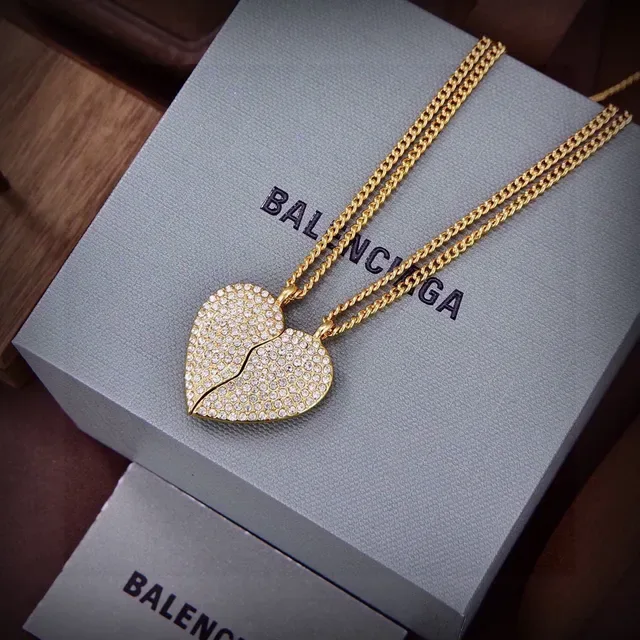 Balenciaga Collier Cœur Brisé Pavé Cristal Doré 6