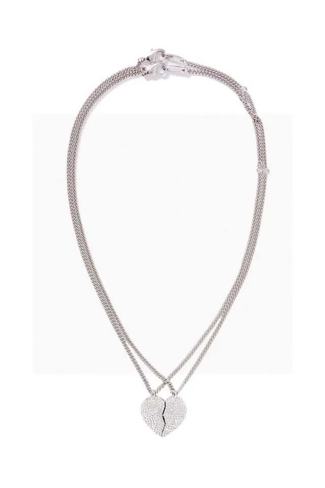 Balenciaga Collier Cœur Brisé Pavé Cristal Doré 7