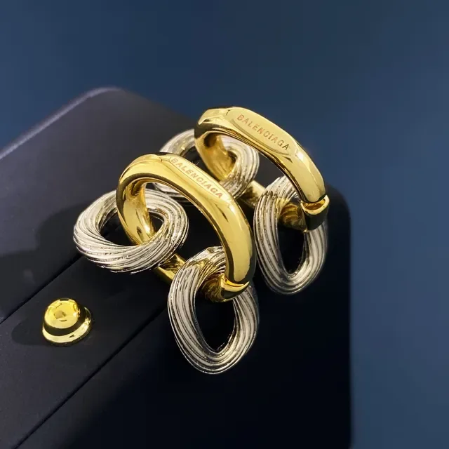 Balenciaga Corrente prata e dourado elos ovais interligados metal texturizado brincos 4