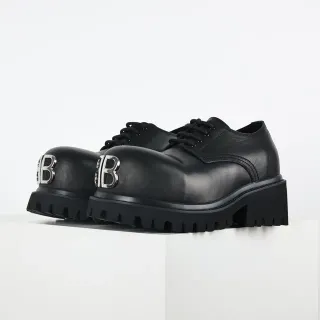 Balenciaga Defender Black Leather Oxford Shoes