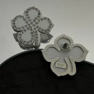 Balenciaga Aretes Flor Plata Blanco Cristal Embellished