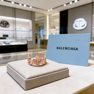 Balenciaga Interlocking Geometric Link Rose-Gold Anel