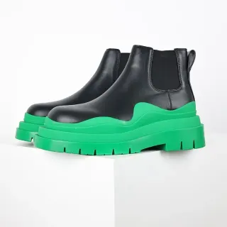 Balenciaga Le Cagole Black and Green Chelsea Boots