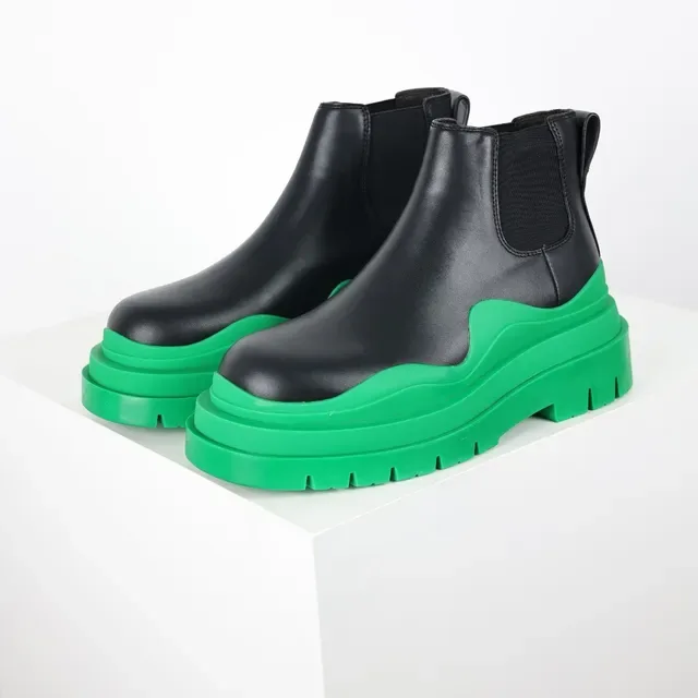 Balenciaga Le Cagole Black and Green Chelsea Boots 2