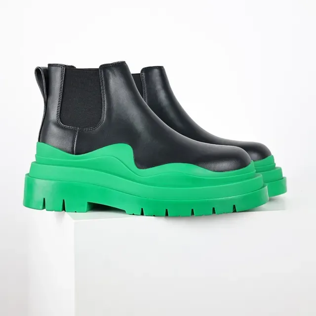 Balenciaga Le Cagole Black and Green Chelsea Boots 3