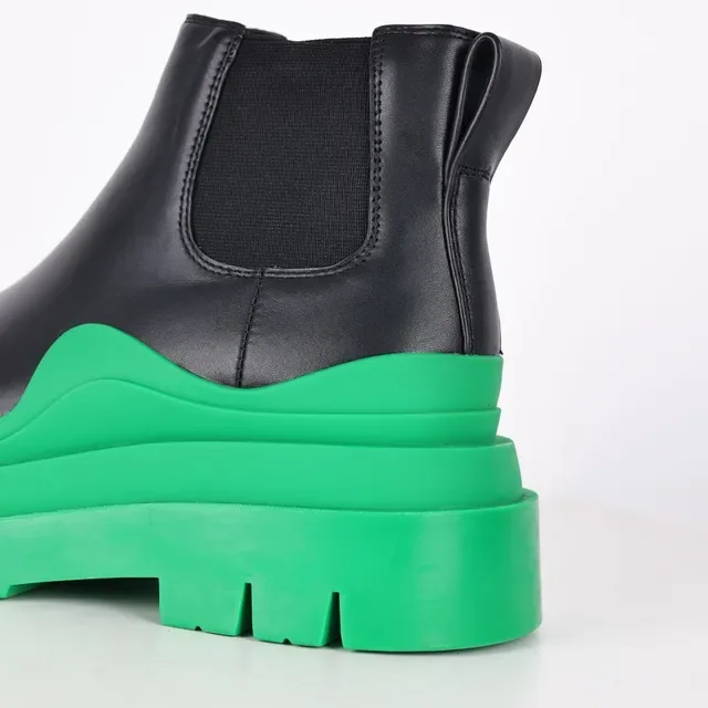 Balenciaga Le Cagole Black and Green Chelsea Boots 4