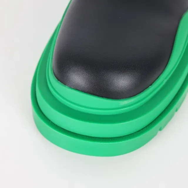 Balenciaga Le Cagole Black and Green Chelsea Boots 5