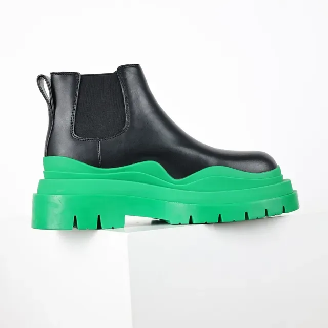 Balenciaga Le Cagole Black and Green Chelsea Boots 7