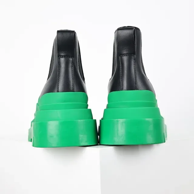 Balenciaga Le Cagole Black and Green Chelsea Boots 8