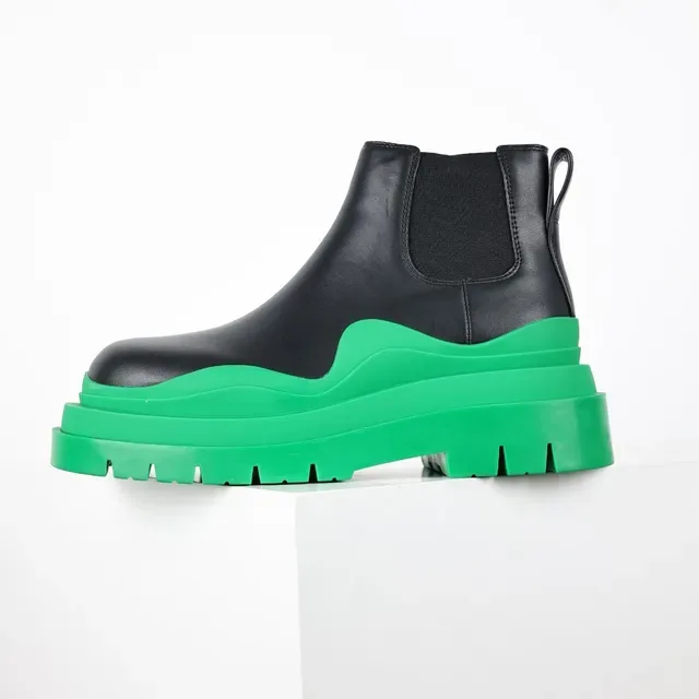 Balenciaga Le Cagole Black and Green Chelsea Boots 9