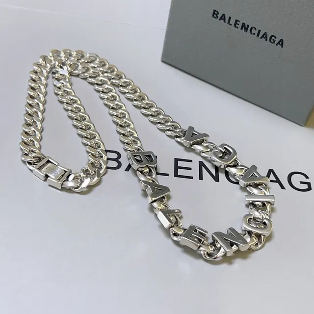 Collar Balenciaga Logo Chain Plata Cadena Curb Gruesa Integrada Letra 3