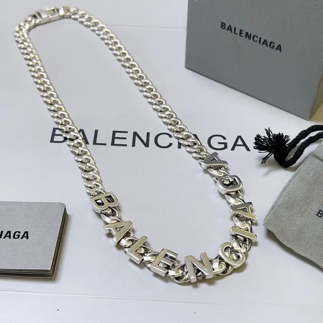 Collar Balenciaga Logo Chain Plata Cadena Curb Gruesa Integrada Letra 6