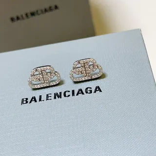 Balenciaga Logo Motif Pavé Crystal Pendientes