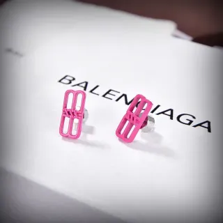 Aretes Balenciaga Logo Motif en Esmalte Rosa