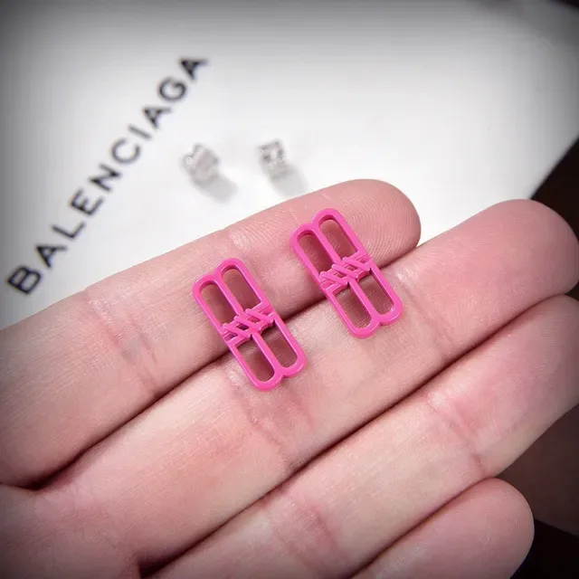 Boucles d'oreilles Balenciaga Logo Motif en Émail Rose 6