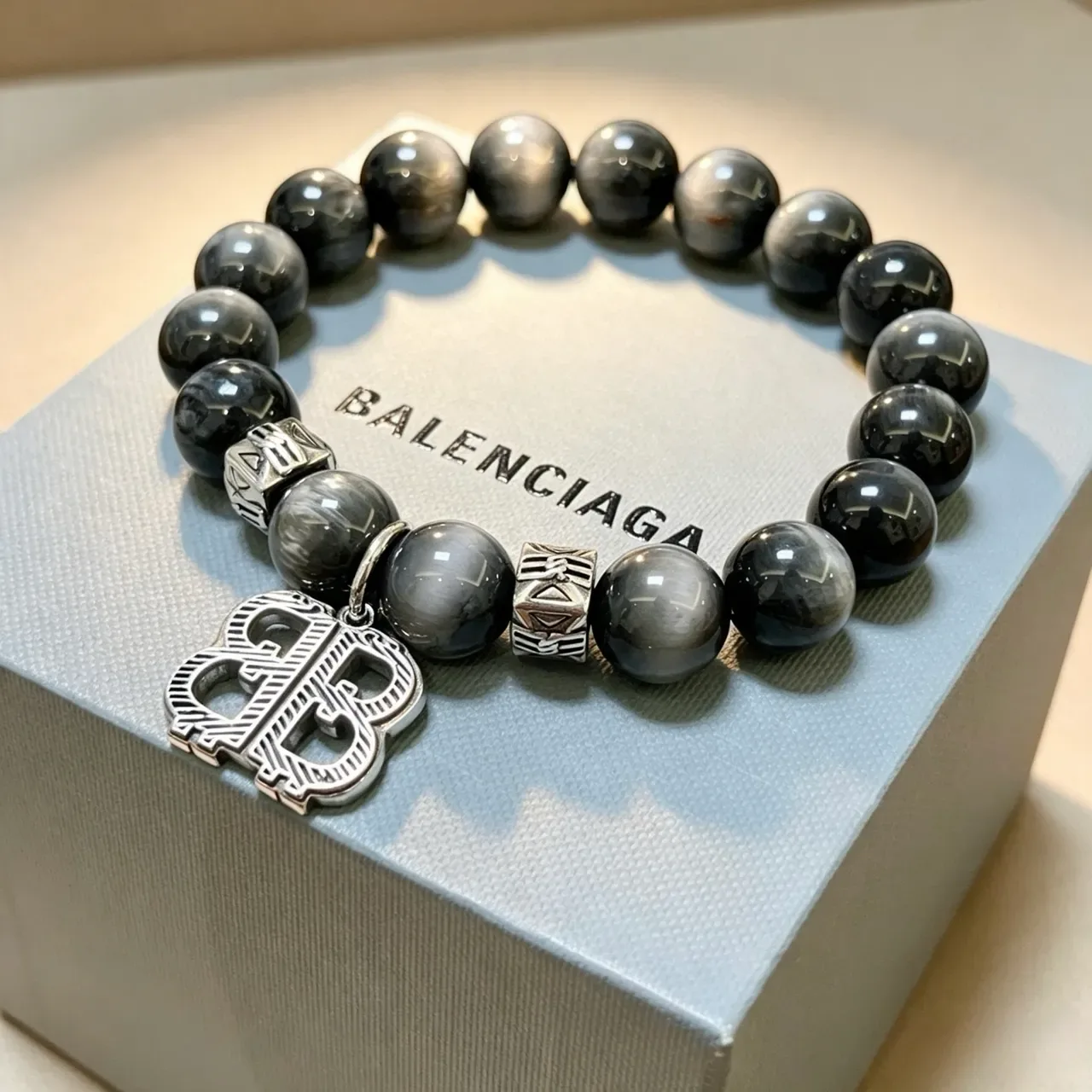 Balenciaga Monogram Charm Beaded Bracelet 2