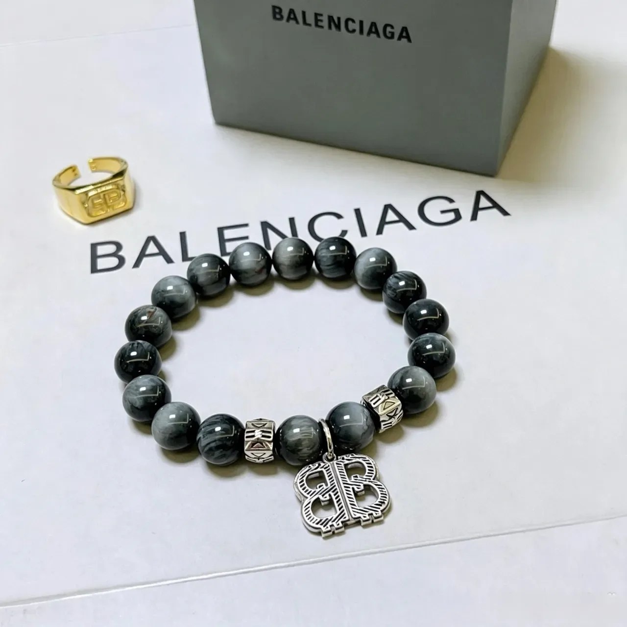 Balenciaga Monogram Charm Beaded Bracelet 7