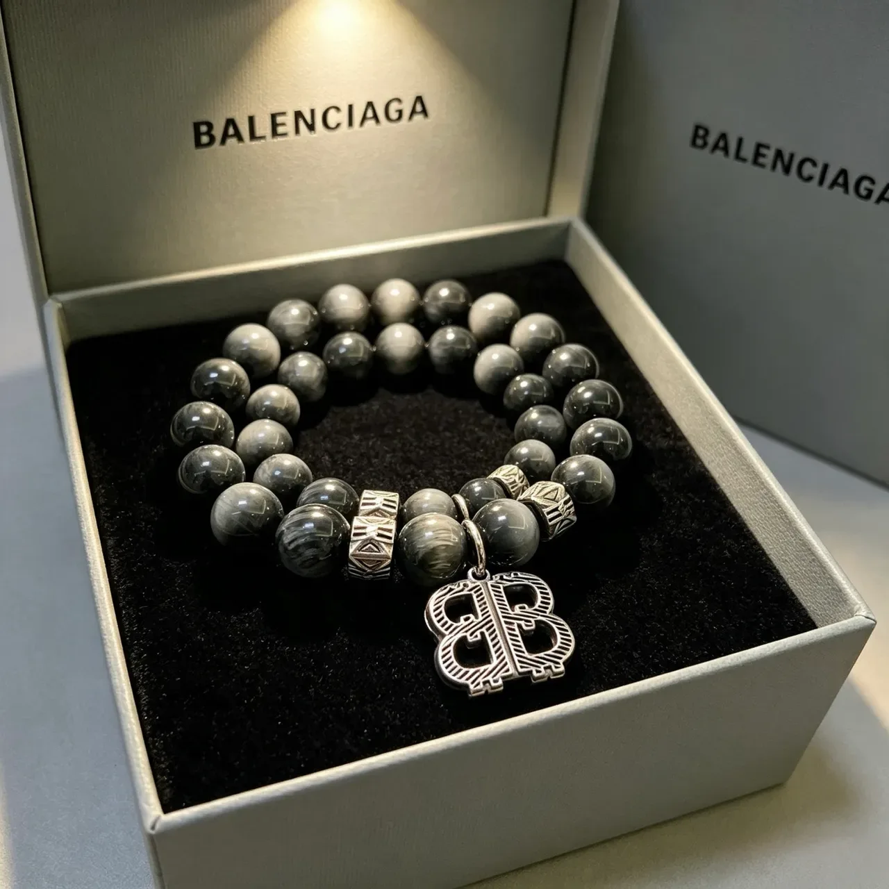 Balenciaga Monogram Charm Beaded Bracelet 9