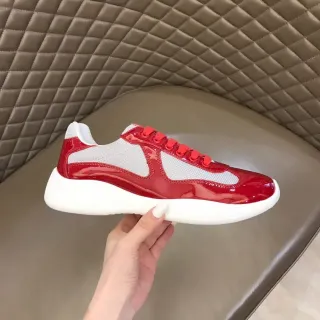 Balenciaga Zapatillas Chunky Rojo Blanco Cuero Patentado Brillante Paneles Malla