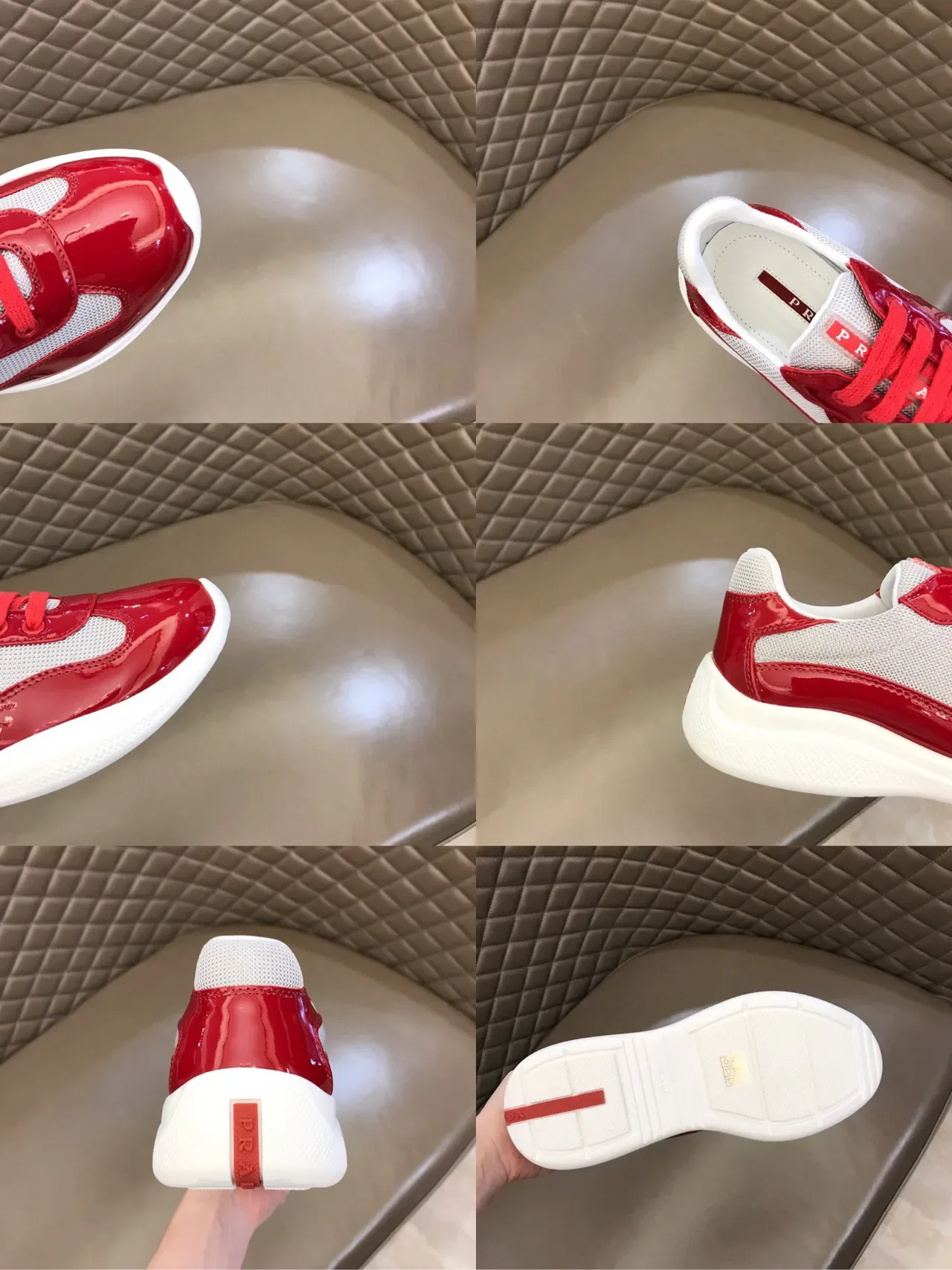 Balenciaga حذاء أحمر أبيض جلد لامع شبكي سميك 2