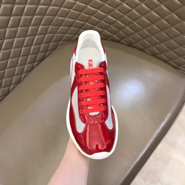 Balenciaga حذاء أحمر أبيض جلد لامع شبكي سميك 4