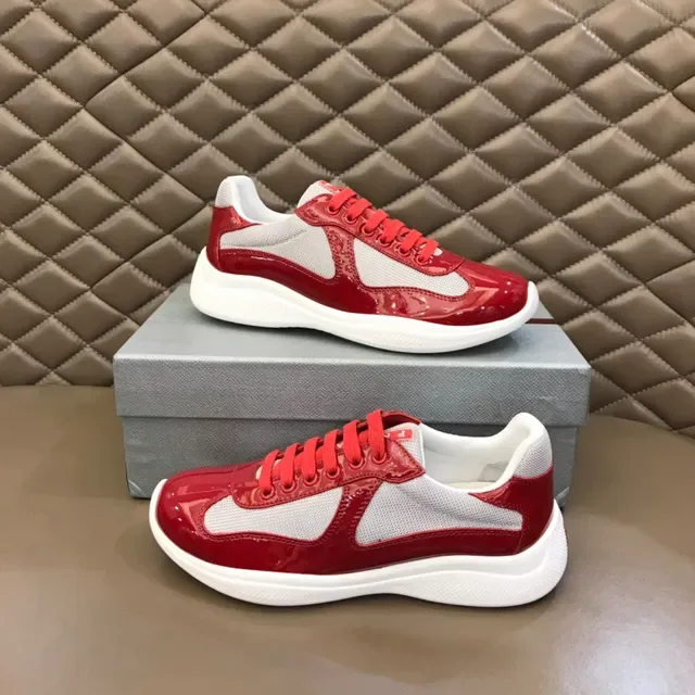 Balenciaga حذاء أحمر أبيض جلد لامع شبكي سميك 7