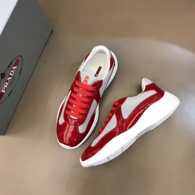 Balenciaga حذاء أحمر أبيض جلد لامع شبكي سميك 8