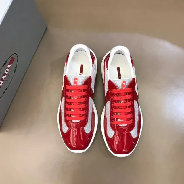 Balenciaga حذاء أحمر أبيض جلد لامع شبكي سميك 9