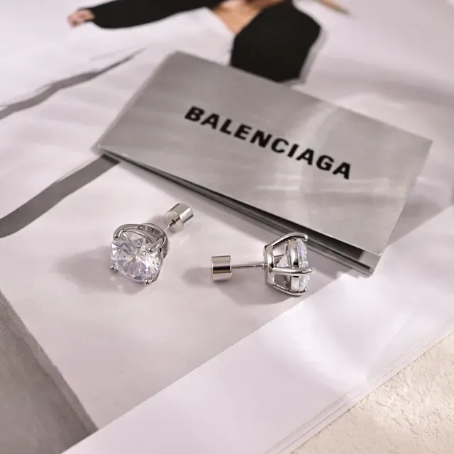 Balenciaga Round Solitaire Stud Earrings 3