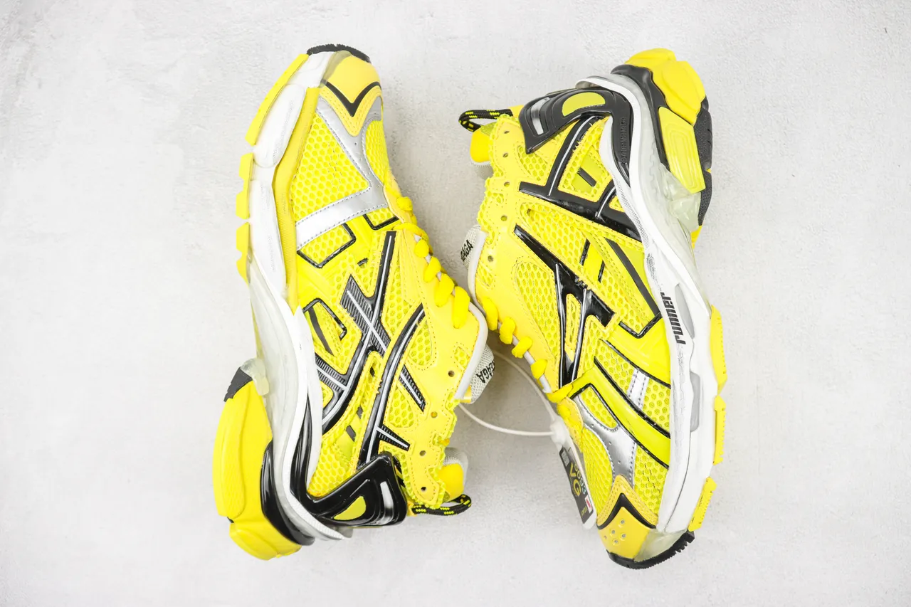 Balenciaga Runner Amarelo Vivo Preto Branco Tênis com Sola Grossa 2