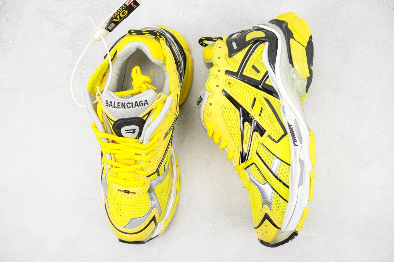 Balenciaga Runner Amarelo Vivo Preto Branco Tênis com Sola Grossa 3