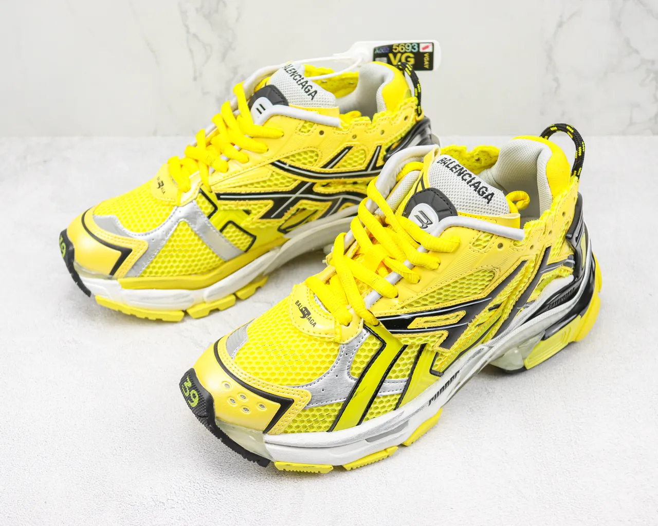 Balenciaga Runner Amarelo Vivo Preto Branco Tênis com Sola Grossa 4