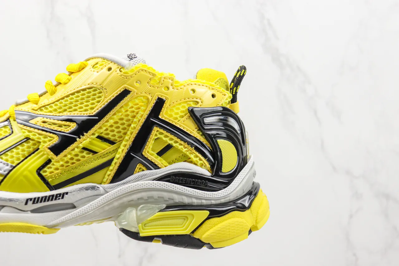 Balenciaga Runner Amarelo Vivo Preto Branco Tênis com Sola Grossa 7