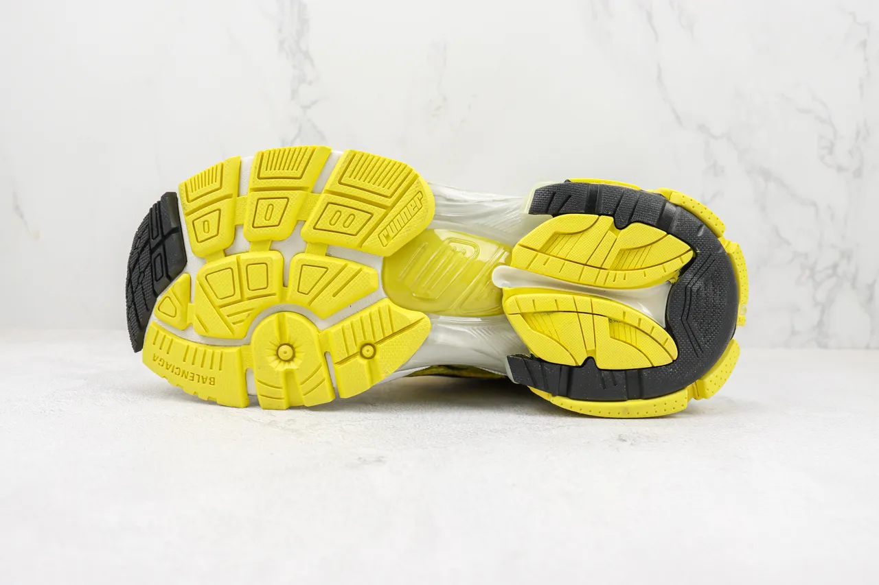 Balenciaga Runner Amarelo Vivo Preto Branco Tênis com Sola Grossa 8