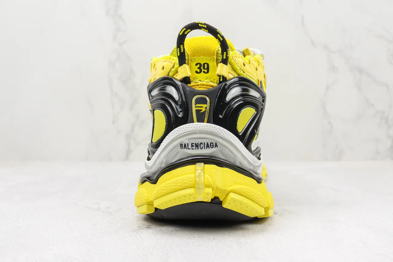 Balenciaga Runner Amarelo Vivo Preto Branco Tênis com Sola Grossa 9