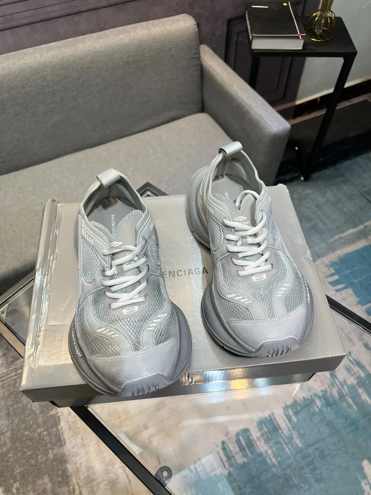 Balenciaga Runner Chaussures Chunky Gris Clair 4