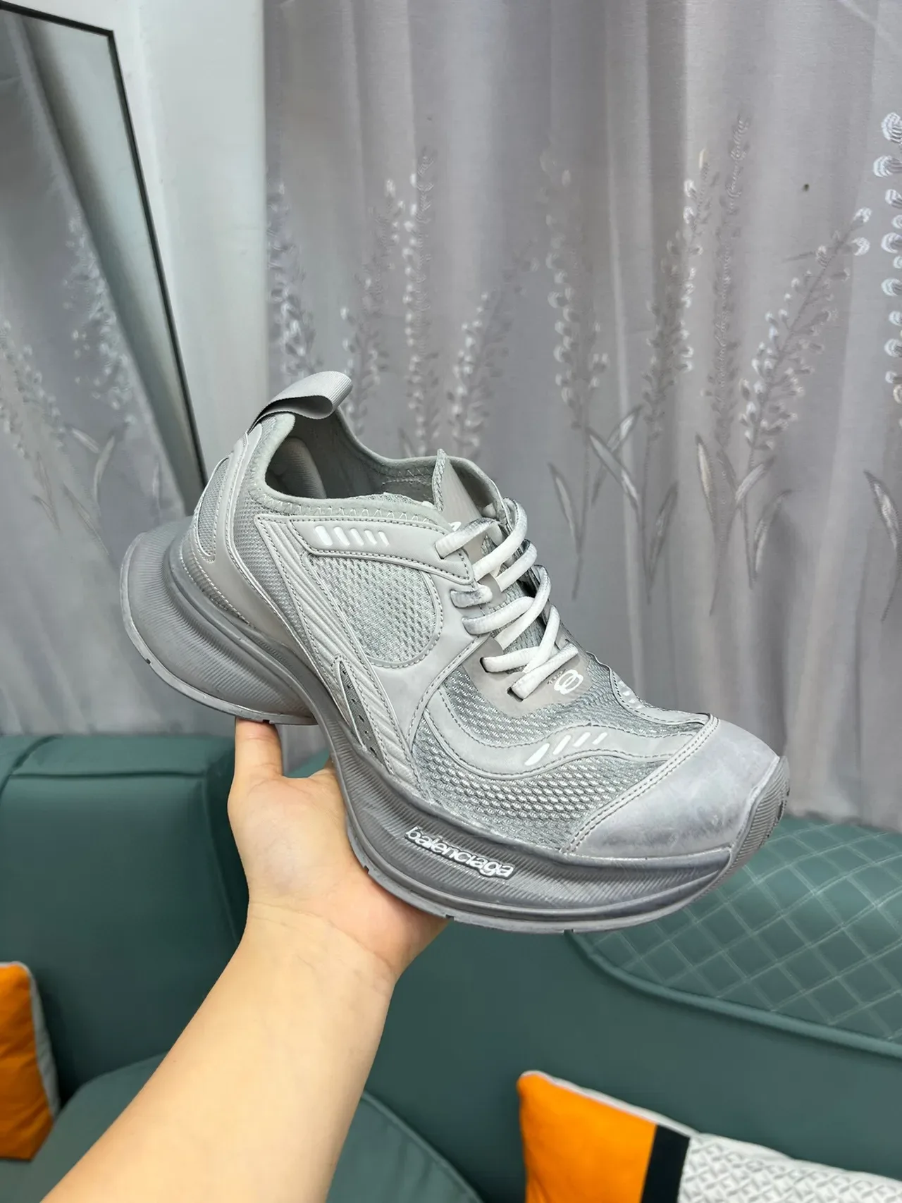 Balenciaga Runner Chaussures Chunky Gris Clair 5